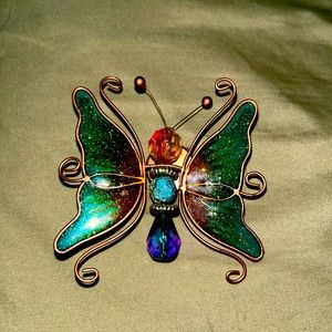 Enamel Elegant Painted Metal Butterfly Gift Magnet 3 Inches